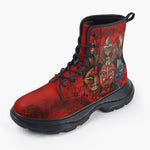 Casual Leather Chunky Boots African Motifs