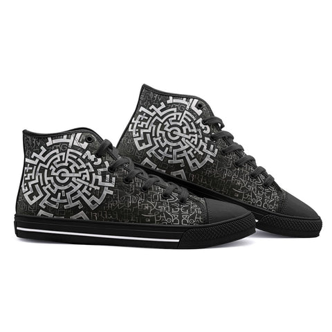 High-Top Canvas Shoes Mystical Maze Artwork