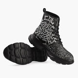 Casual Leather Chunky Boots Mystical Maze Artwork