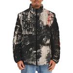 Down-Padded Puffer Jacket Street Brush Strokes Painting