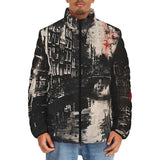 Down-Padded Puffer Jacket Street Brush Strokes Painting