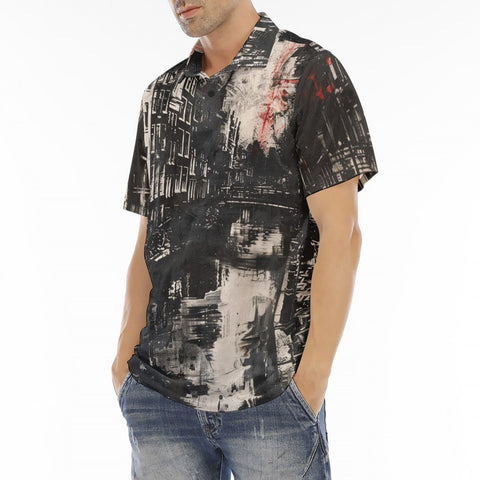 Men's Polo Shirt Street Brush Strokes Painting
