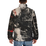 Down-Padded Puffer Jacket Street Brush Strokes Painting
