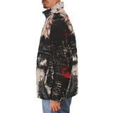 Down-Padded Puffer Jacket Street Brush Strokes Painting