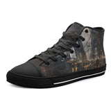 High-Top Canvas Shoes Chaotic Urban Landscape Painting