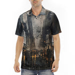 Men's Polo Shirt Chaotic Urban Landscape Painting