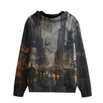 Men's Zip Up Hoodie Chaotic Urban Landscape Painting