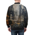 Bomber Jacket Chaotic Urban Landscape Painting