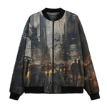 Bomber Jacket Chaotic Urban Landscape Painting