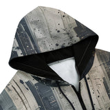 Men's Zip Up Hoodie Chaotic Urban Landscape Painting