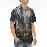 Men's Polo Shirt Chaotic Urban Landscape Painting