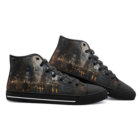 High-Top Canvas Shoes Chaotic Urban Landscape Painting