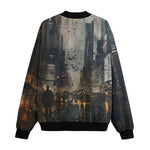 Bomber Jacket Chaotic Urban Landscape Painting