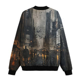 Bomber Jacket Chaotic Urban Landscape Painting