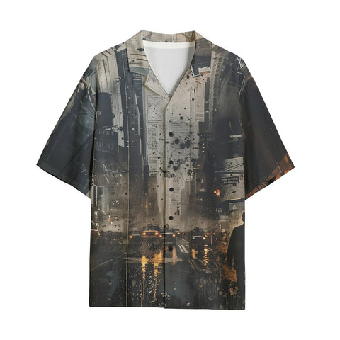 Hawaiian Shirt Chaotic Urban Landscape Painting