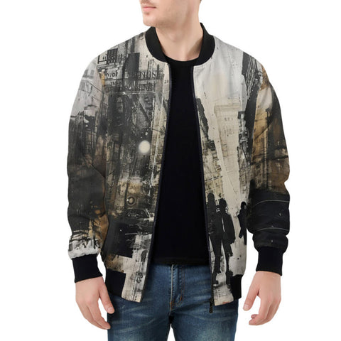 Bomber Jacket Abstract Painting Urban Cityscape