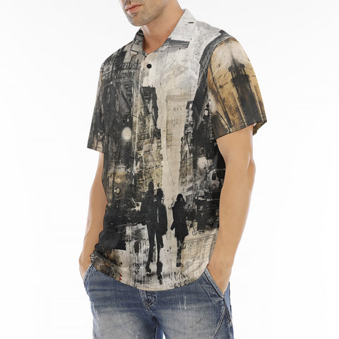 Men's Polo Shirt Abstract Painting Urban Cityscape
