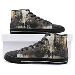 High-Top Canvas Shoes Abstract Painting Urban Cityscape