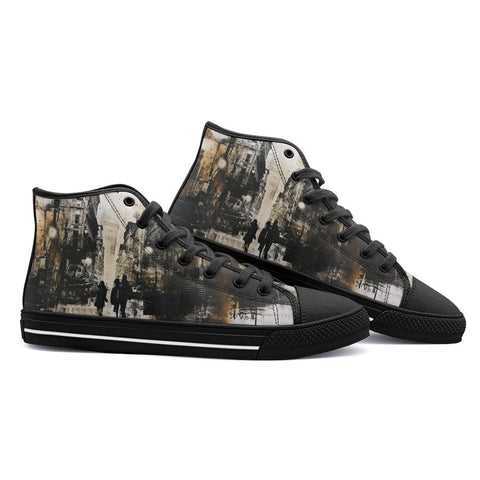 High-Top Canvas Shoes Abstract Painting Urban Cityscape