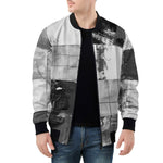 Bomber Jacket Black And White Squares Art