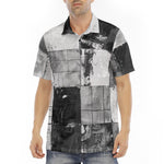 Men's Polo Shirt Black And White Squares Art
