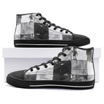 High-Top Canvas Shoes Black And White Squares Art