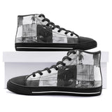 High-Top Canvas Shoes Black And White Squares Art