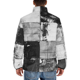 Down-Padded Puffer Jacket Black And White Squares Art