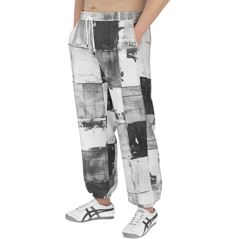 Men's Sweatpants Black And White Squares Art