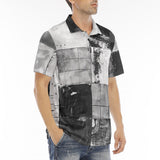 Men's Polo Shirt Black And White Squares Art