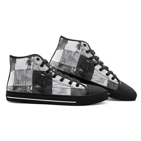 High-Top Canvas Shoes Black And White Squares Art