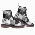 Leather Boots Black And White Squares Art