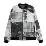 Bomber Jacket Black And White Squares Art