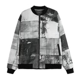 Bomber Jacket Black And White Squares Art