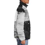 Down-Padded Puffer Jacket Black And White Squares Art