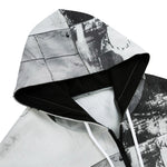 Men's Zip Up Hoodie Black And White Squares Art