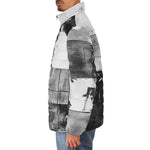 Down-Padded Puffer Jacket Black And White Squares Art