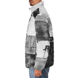 Down-Padded Puffer Jacket Black And White Squares Art