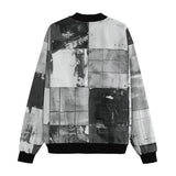 Bomber Jacket Black And White Squares Art