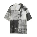 Hawaiian Shirt Black And White Squares Art