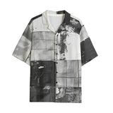 Hawaiian Shirt Black And White Squares Art