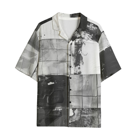 Hawaiian Shirt Black And White Squares Art