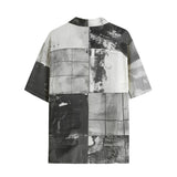 Hawaiian Shirt Black And White Squares Art