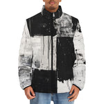 Down-Padded Puffer Jacket Black And White Modern Art Abstraction