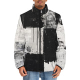 Down-Padded Puffer Jacket Black And White Modern Art Abstraction