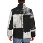 Down-Padded Puffer Jacket Black And White Modern Art Abstraction