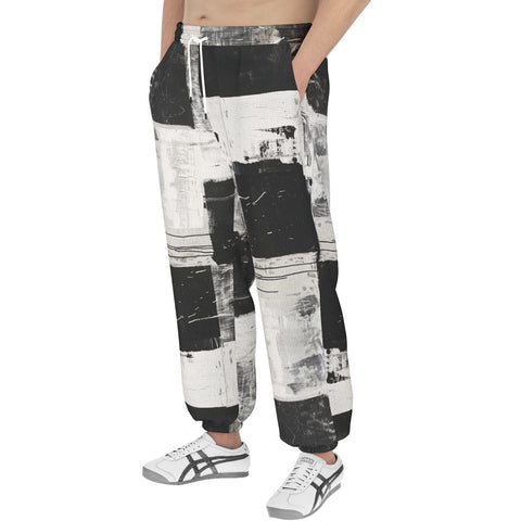 Men's Sweatpants Black And White Modern Art Abstraction