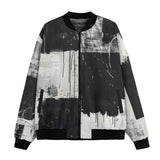 Bomber Jacket Black And White Modern Art Abstraction