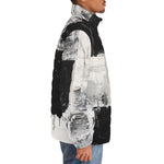 Down-Padded Puffer Jacket Black And White Modern Art Abstraction