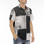Men's Polo Shirt Black And White Modern Art Abstraction